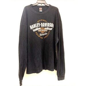 Vintage Harley Davidson Shirt Sweater Pullover Mens XXXL Black Knit Embroidered